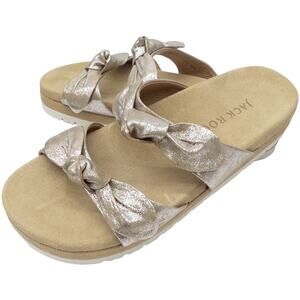 Jack Rogers Shoes Monica Double Knot Platform Sandals Metallic Champagne 6